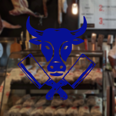 Kasap Ve Steak Houselara Özel Boğa Ve Satırlar Sticker Yapıştırma