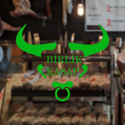  Kasap Ve Steak Houselara Özel Boynuzlu Boğa Sticker Yapıştırma