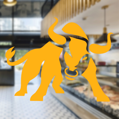 Kasap Ve Steak Houselara Özel Burnu Halkalı Boğa Sticker Yapıştırma