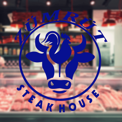 Kasap Ve Steak Houselara Özel Firma Zümrüt Steak House Sticker Yapıştırma