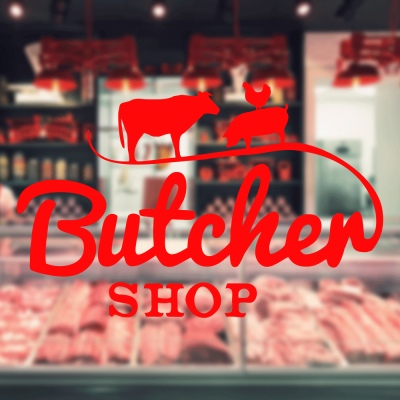 Kasap Ve Steak Houselara Özel Hayvanlar Ve Butcher Shop Sticker Yapıştırma