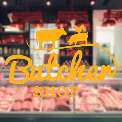 Kasap Ve Steak Houselara Özel Hayvanlar Ve Butcher Shop Sticker Yapıştırma
