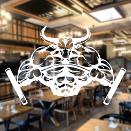  Kasap Ve Steak Houselara Özel Kaslı Boğa Sticker Yapıştırma