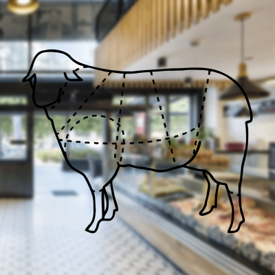 Kasap Ve Steak Houselara Özel Koyunun Bölümleri Sticker Yapıştırma