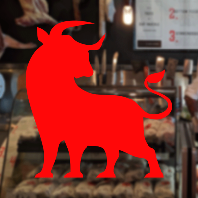 Kasap Ve Steak Houselara Özel Küçük Boğa Silüeti Sticker Yapıştırma