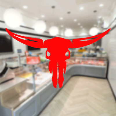 Kasap Ve Steak Houselara Özel Kuru Kafa Boğa Sticker Yapıştırma