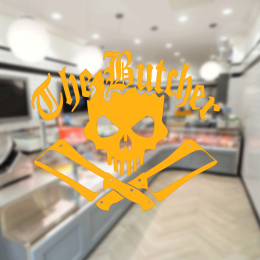 Kasap Ve Steak Houselara Özel Kuru Kafa The Butcher Sticker Yapıştırma