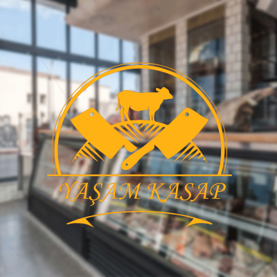Kasap Ve Steak Houselara Özel Logolu Ve İsimli Kasap Sticker Yapıştırma