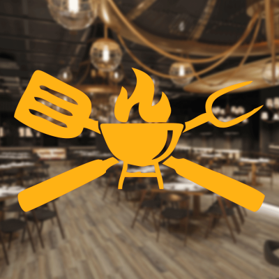  Kasap Ve Steak Houselara Özel Mangal Silüeti Sticker Yapıştırma