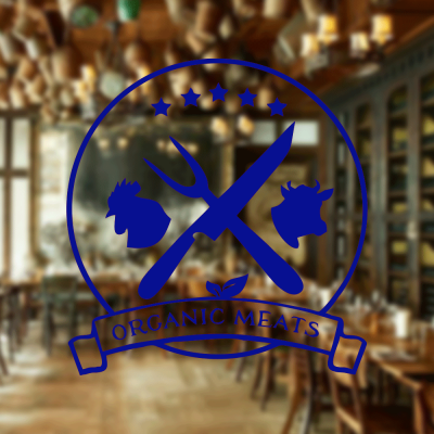  Kasap Ve Steak Houselara Özel Organic Meats Sticker Yapıştırma