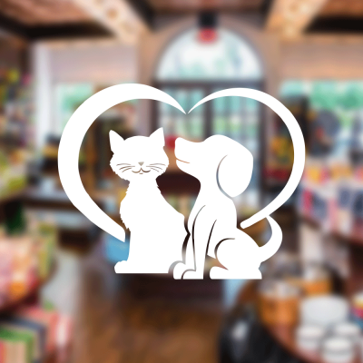 Petshop Ve Veterinerlere Özel Gülümseyen Kedi Ve Köpek Sticker Yapıştırma
