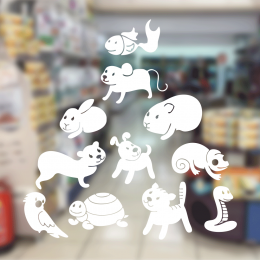 Petshop Ve Veterinerlere Özel Hayvanlar Alemi Sticker Yapıştırma
