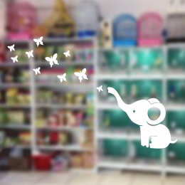 Petshop Ve Veterinerlere Özel Kelebekler Ve fil Sticker Yapıştırma