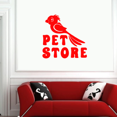Petshop Ve Veterinerlere Özel Papağan Pet Store Sticker Yapıştırma