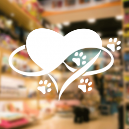 Petshop Ve Veterinerlere Özel Patiler Sonsuzlu İşareti Kalp Sticker Yapıştırma