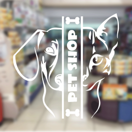Petshop Ve Veterinerlere Özel Petshop Kedi Ve Köpek Yüzleri Sticker Yapıştırma