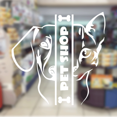 Petshop Ve Veterinerlere Özel Petshop Kedi Ve Köpek Yüzleri Sticker Yapıştırma