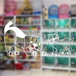 Petshop Ve Veterinerlere Özel Şirin Kedi Ve Köpek Sticker Yapıştırma