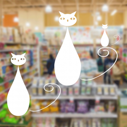  Petshop Ve Veterinerlere Özel Uzun Kuyruklu Kediler Sticker Yapıştırma