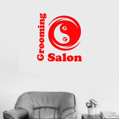 Petshop Ve Veterinerlere Özel Yin Yang Grooming Salon Sticker Yapıştırma