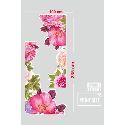 Aquarelle Pembe Beyaz Güller Mağaza Vitrin Cam Stickerı