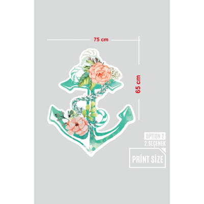 Deniz Çapası ve Güller Vitrin Süsü Mağaza Vitrin Tasarımı Cam Stickerı