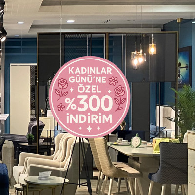 Kadınlar Günü’ne Özel %30 İndirim Vitrin Stickerı – Çiçek Desenli Pembe Cam Etiketi
