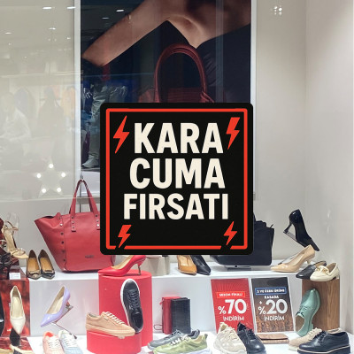 Kara Cuma Fırsatı Vitrin Stickerı – Black Friday Kampanya Cam Etiketi