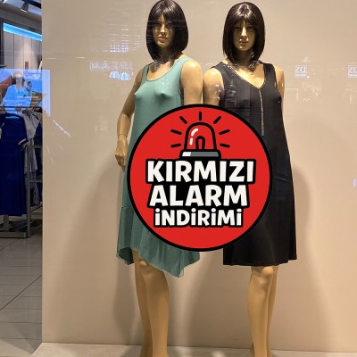 Kırmızı Alarm İndirimi Vitrin Stickerı – Acil Fırsat Kampanya Cam Etiketi