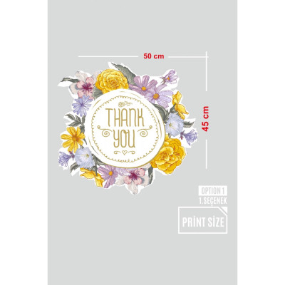 Sarı Renk Çiçekler Vitrin Tacı ve Thank You Mağaza Vitrin Cam Stickerı Sarı Renk Çiçekler Vitrin Tacı ve Thank You Mağaza Vitrin Cam Stickerı