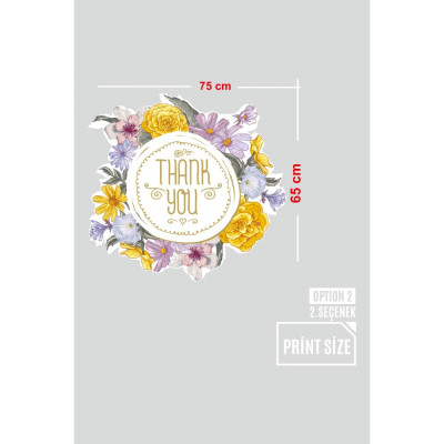 Sarı Renk Çiçekler Vitrin Tacı ve Thank You Mağaza Vitrin Cam Stickerı Sarı Renk Çiçekler Vitrin Tacı ve Thank You Mağaza Vitrin Cam Stickerı