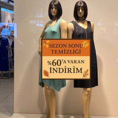Sezon Sonu İndirim Vitrin Stickerı – %60’a Varan Kampanya Cam Etiketi