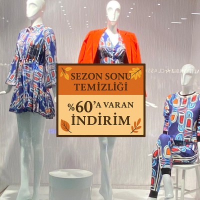 Sezon Sonu İndirim Vitrin Stickerı – %60’a Varan Kampanya Cam Etiketi