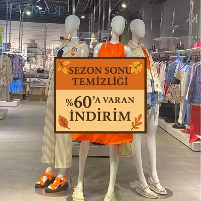 Sezon Sonu İndirim Vitrin Stickerı – %60’a Varan Kampanya Cam Etiketi