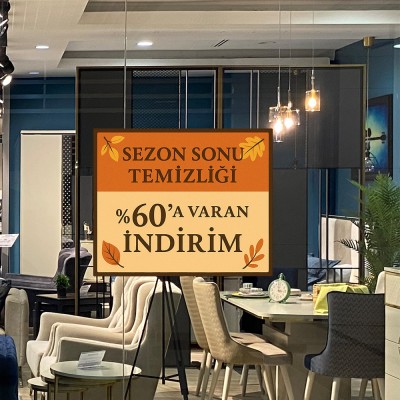 Sezon Sonu İndirim Vitrin Stickerı – %60’a Varan Kampanya Cam Etiketi