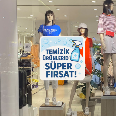 Temizlik Ürünlerinde Süper Fırsat Vitrin Stickerı – Hijyen ve Ev Ürünleri İçin Cam Etiketi