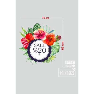 Tropikal Çiçekler Yaz Mevsimi Koleksiyonu Mağaza Vitrin Cam Stickerı
