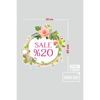 Vitrin Kapı Tacı ve Sale %20 Yazısı Mağaza Vitrin Cam Stickerı
