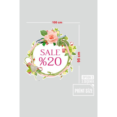 Vitrin Kapı Tacı ve Sale %20 Yazısı Mağaza Vitrin Cam Stickerı