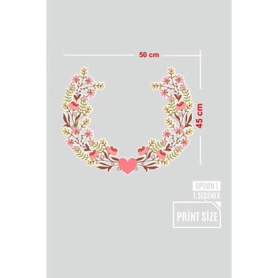 Zarif Modern Görünümlü Çiçekler Vitrin Tacı ve Mağaza Vitrin Cam Stickerı