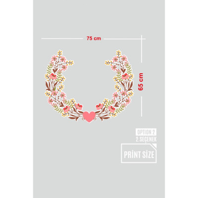 Zarif Modern Görünümlü Çiçekler Vitrin Tacı ve Mağaza Vitrin Cam Stickerı