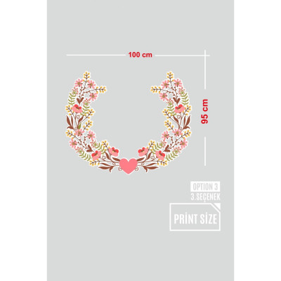 Zarif Modern Görünümlü Çiçekler Vitrin Tacı ve Mağaza Vitrin Cam Stickerı