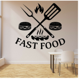 Kafe ve Restoranlara Özel  Fast Food Yazısı Cam Vitrin Sticker Yapıştırma
