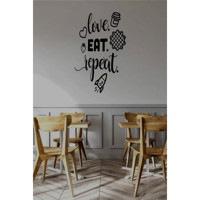 Love Eat Repeat Yazılı Cam Sticker Seti – Kafe Duvar & Vitrin Dekoru – Tatlı & Kahve Temalı Sticker Love Eat Repeat Yazılı Cam Sticker Seti – Kafe Duvar & Vitrin Dekoru – Tatlı & Kahve Temalı Sticker