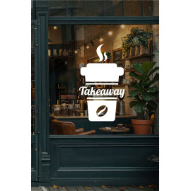Kafe ve Restoranlara Özel Takeaway Coffee Cam Sticker – Kafe & Restoran Vitrin Yazısı – Paket Servis Cam Sticker