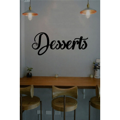 Desserts Yazılı Cam Sticker – Kafe & Pastane Vitrin Yazısı – Minimal Tatlı Cam Dekoru