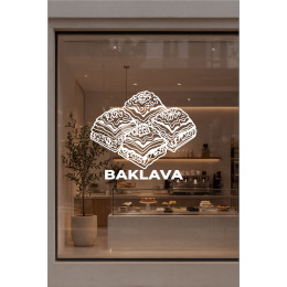 Baklava İkonlu Cam Vitrin Sticker – Kafe Dekorasyonu - Kafe Sticker Vitrin Tasarımı