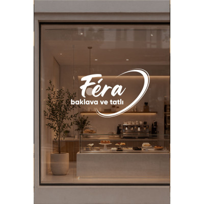 Kişiye Özel Kafe Cam Vitrin Sticker – İsimli Pastane & Tatlı Yazısı (Logo Tarzı Tasarım)