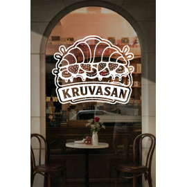Kruvasan Kafe Vinil Sticker – Cam Vitrin & Duvar Çıkartması – Pastane Logo Sticker