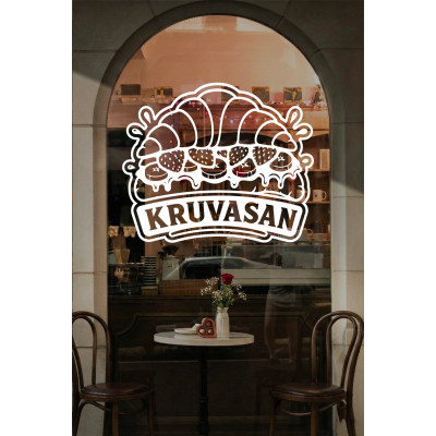 Kruvasan Kafe Vinil Sticker – Cam Vitrin & Duvar Çıkartması – Pastane Logo Sticker Kruvasan Kafe Vinil Sticker – Cam Vitrin & Duvar Çıkartması – Pastane Logo Sticker